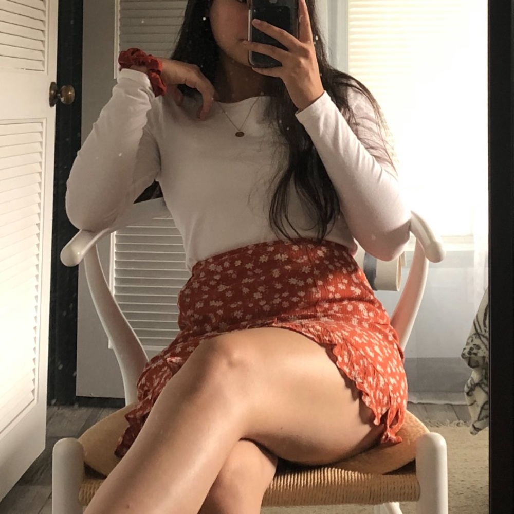 abercrombie and fitch orange floral skirt
